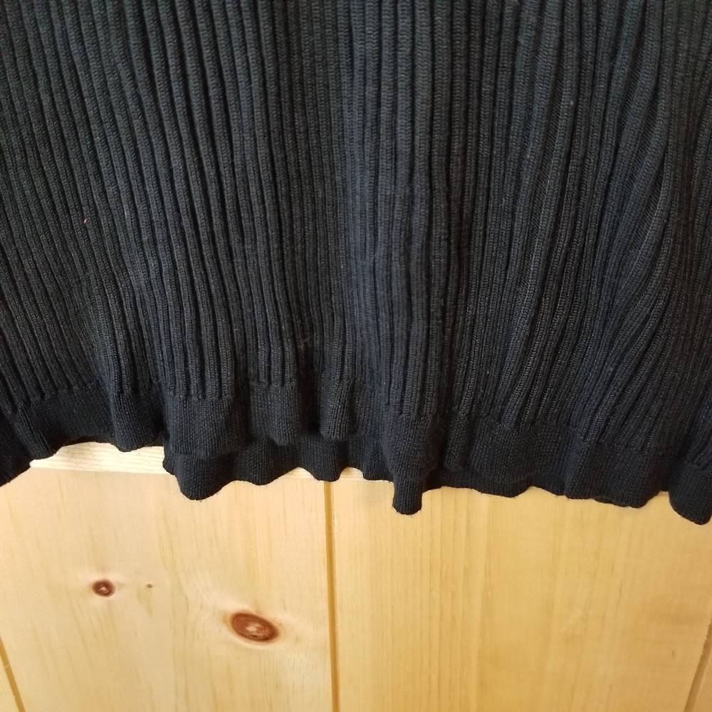 Vintage Y2K Murano Silk Black Ribbed Crewneck Short Sleeve Tunic Sweater - Picture 3 of 8
